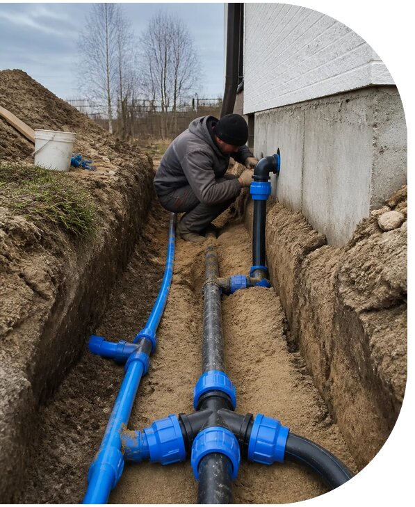 Монтаж наружного водопровода на участке под ключ в Ивантеевке